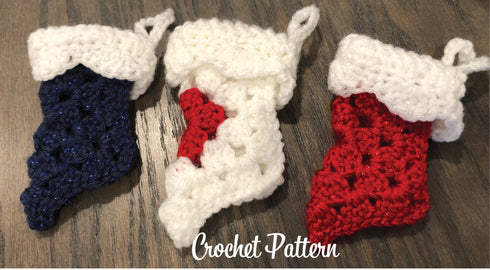 CROCHET PATTERN: Mini Granny Square Stocking Pattern, Crochet ornament pattern